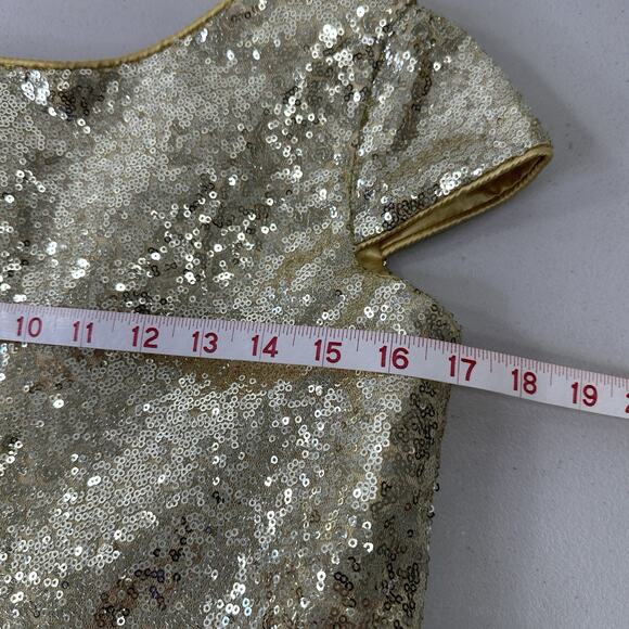 Custom Gold Sequin Cap Sleeve Bodice With Tulle Skirt, Double Lined Formal Zip main image 7